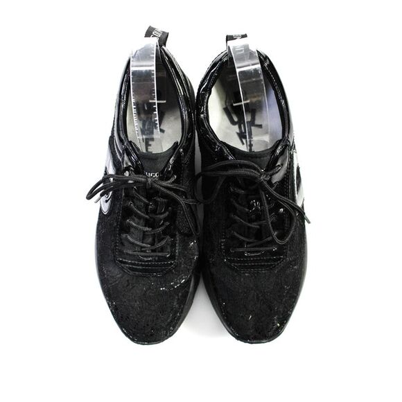 Rucoline Womens Round Toe Lace-Up Tied Slip-On Textured Sneakers Black Size 10 - Picture 2 of 5